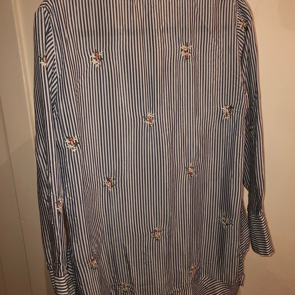 Zara striped button up with floral details - Picture 3 of 3
